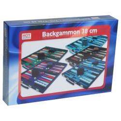 Backgammon Koffer blau/rot